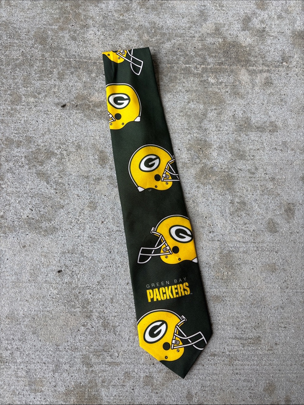 Ralph Marlin Vintage 1993 Green Bay Packers Dark Green & Yellow Tie